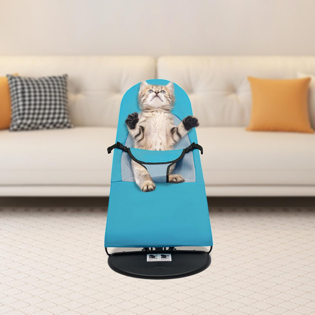 Pet Chair for Small Medium Dogs and Cats, Outdoor Portable Foldable Dog Bouncer Bed w/ 3-Level Adjustable Height, Breath