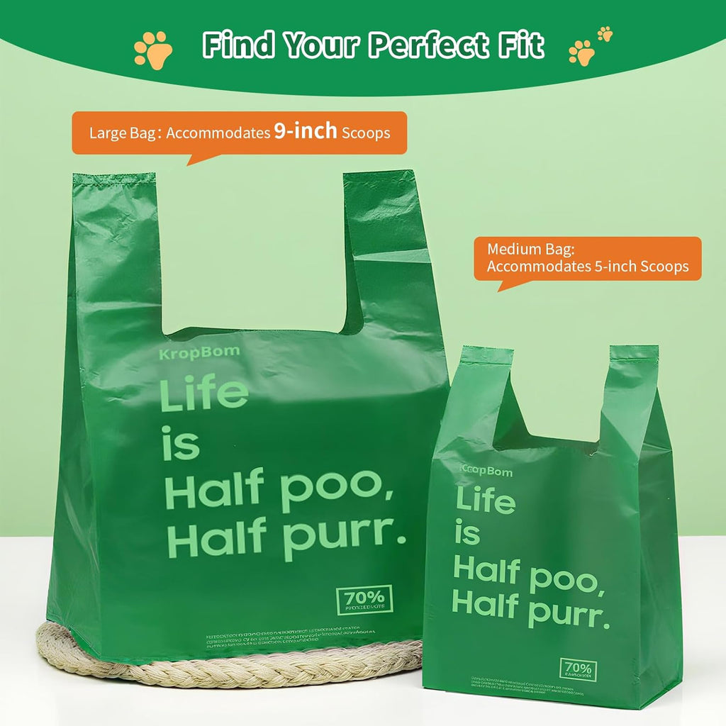 125 Count Cat Poop Bags with Handles, Disposable Litter Bags for Pet Poop, Extra-Thick Kitty Cat Waste Bags Easy Tie Lea