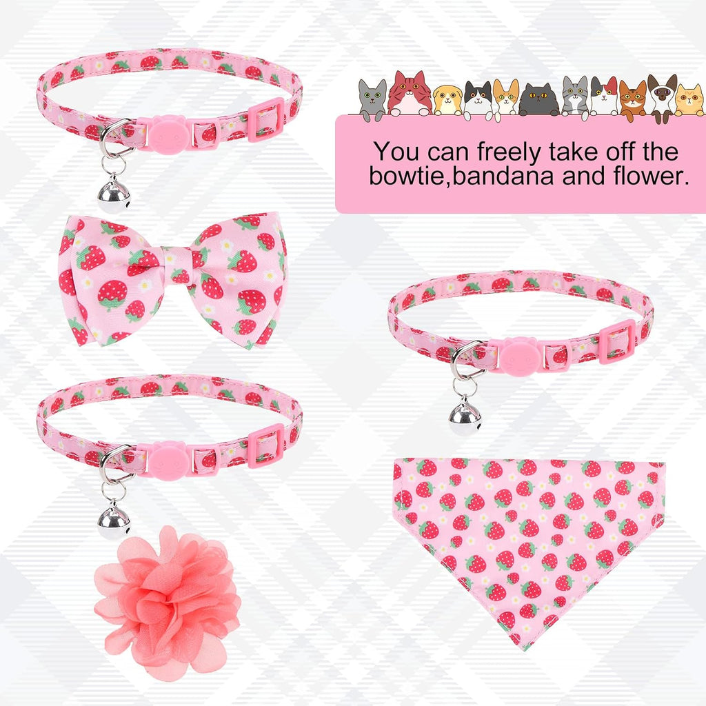 Breakaway Cat Collars with Bell & Cute Pendants - 3 Pack Adjustable Safety Kitten Collars - Decoration for Girl Boy Cats