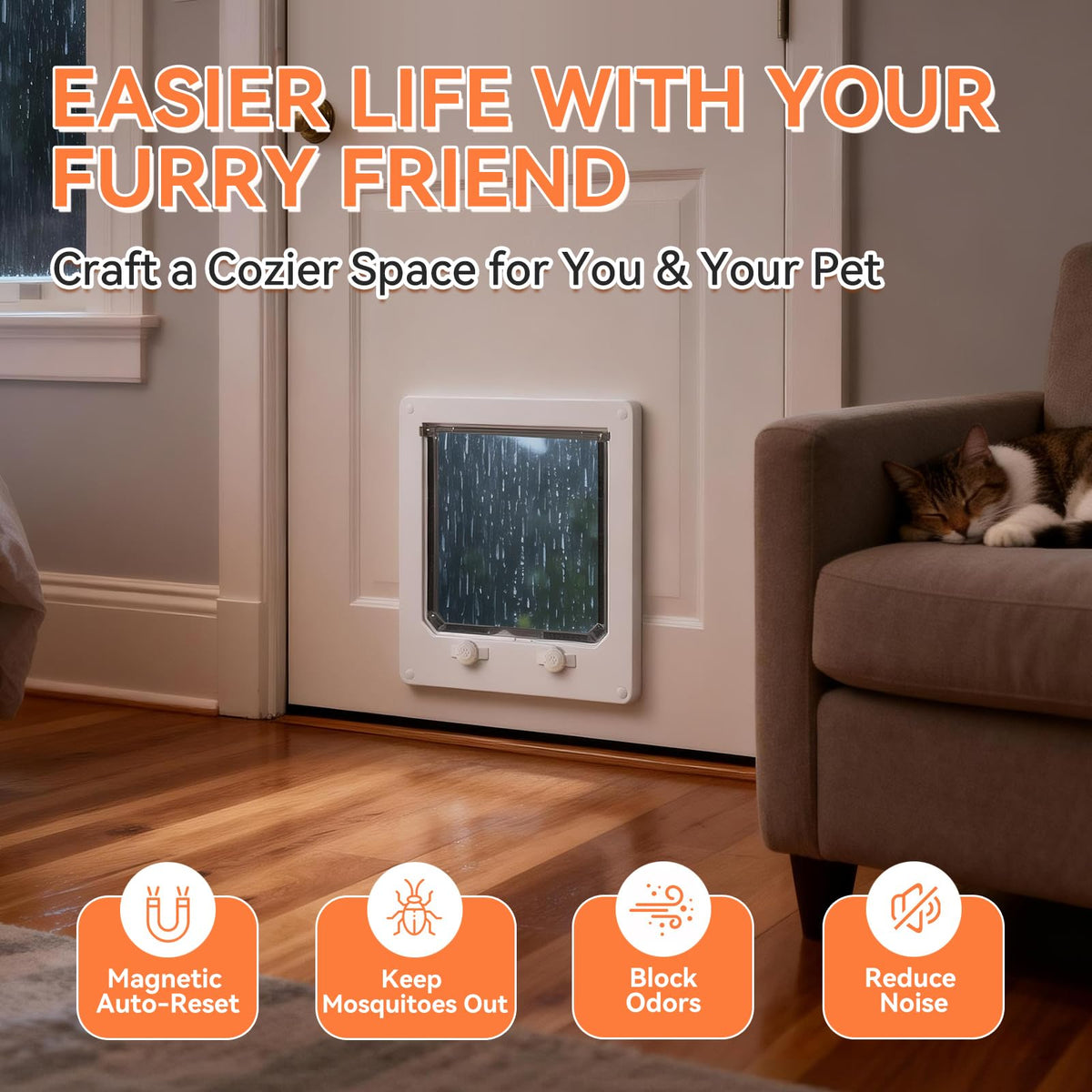 LIBBEPET Cat Door Interior Door, 4 Way Locking for Cats ≤25 lbs，Extra Large