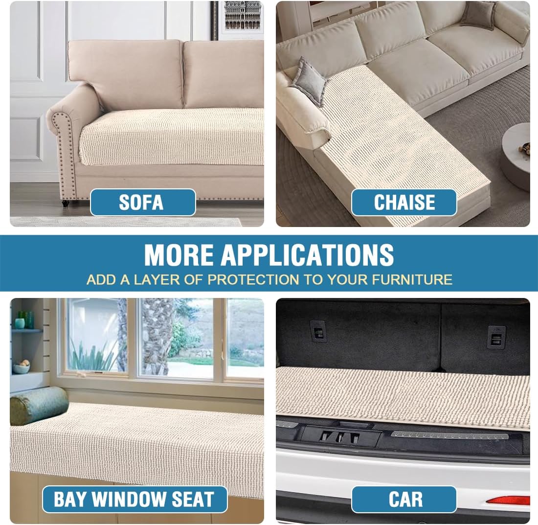 H.VERSAILTEX Plush Chenille Dog Bed Cover Thick Soft Sofa Cover for 3 Cushion Couch Anti Slip Couch Cover Furniture Prot