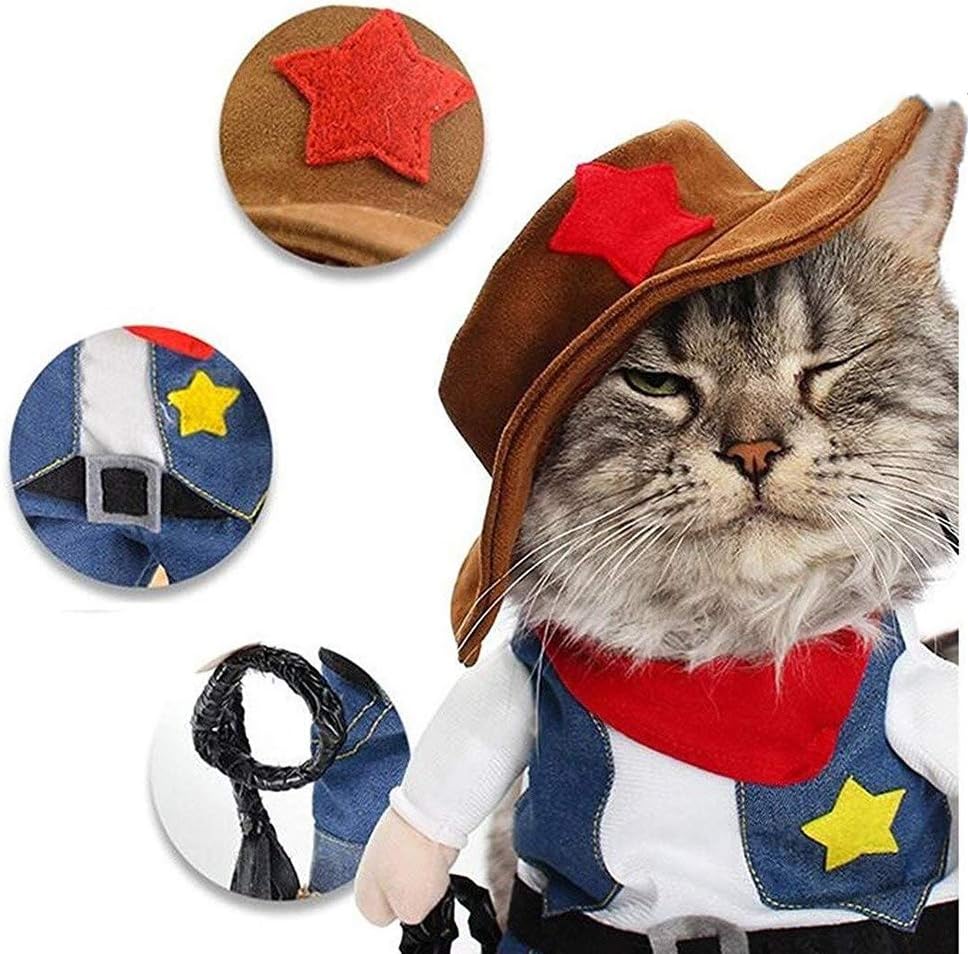 Cowboy Dog Costume with Hat - Blue Cat & Small Dog Halloween Costume (Small)