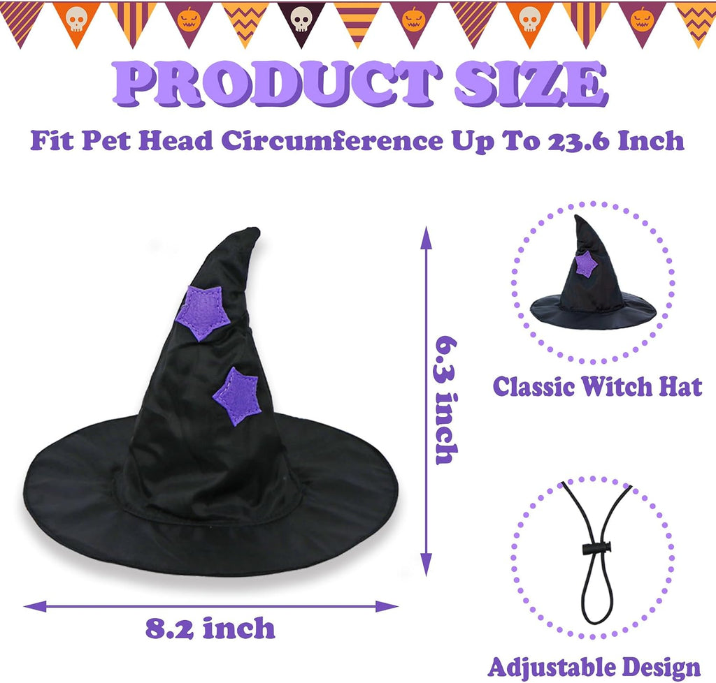 GOYOSWA Dog Halloween Costumes, Dog Witch Costume Halloween Dog Witch Cloak Cape Wizard Hat Halloween Costumes for Small
