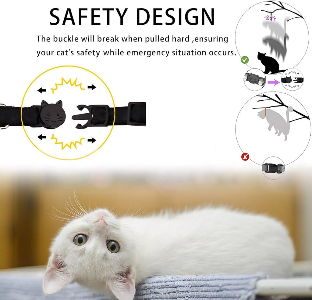 Breakaway Cat Collar with Airtag Holder,Kitten Collar with Bell