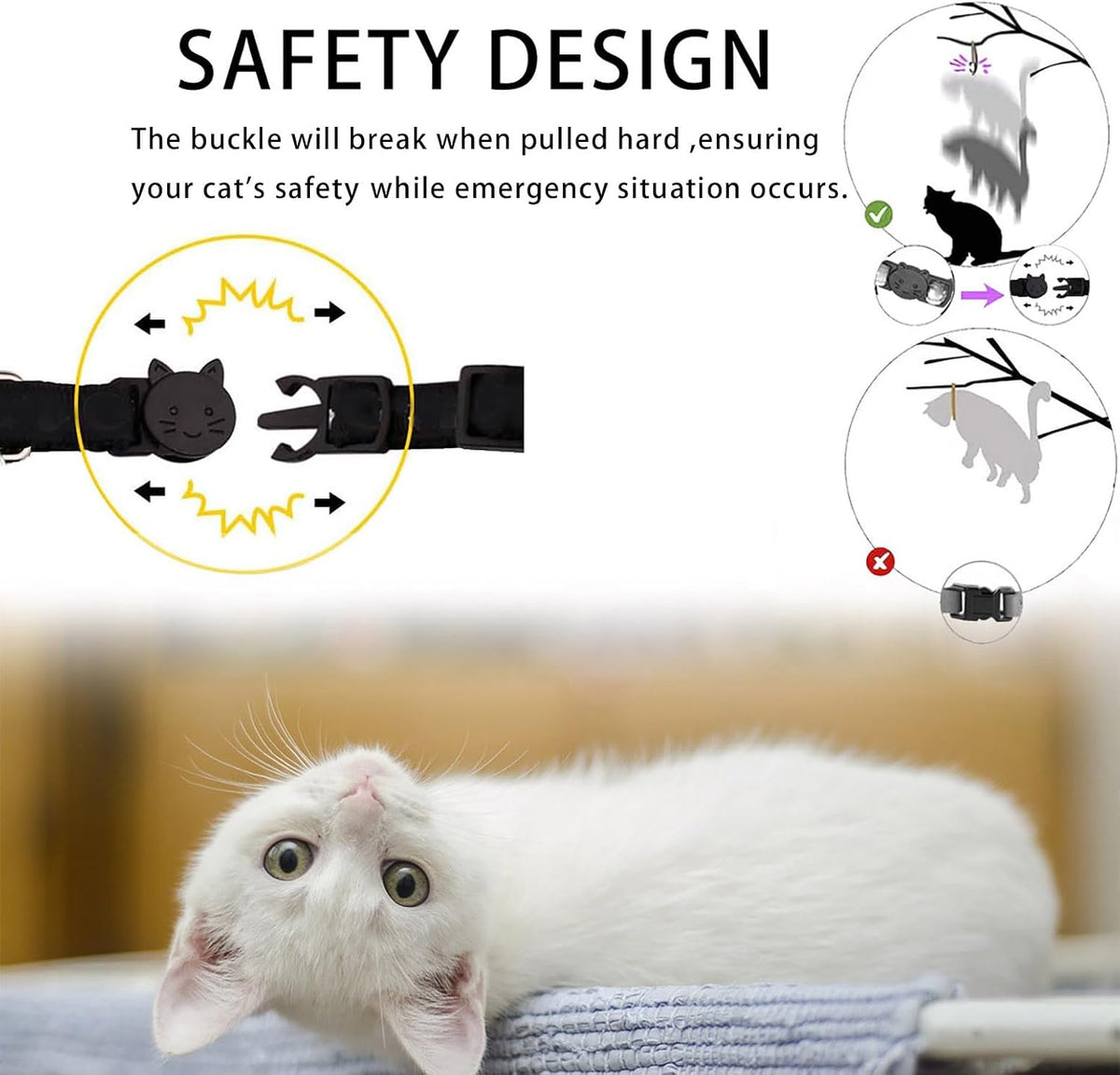 Breakaway Cat Collar with Airtag Holder,Kitten Collar with Bell