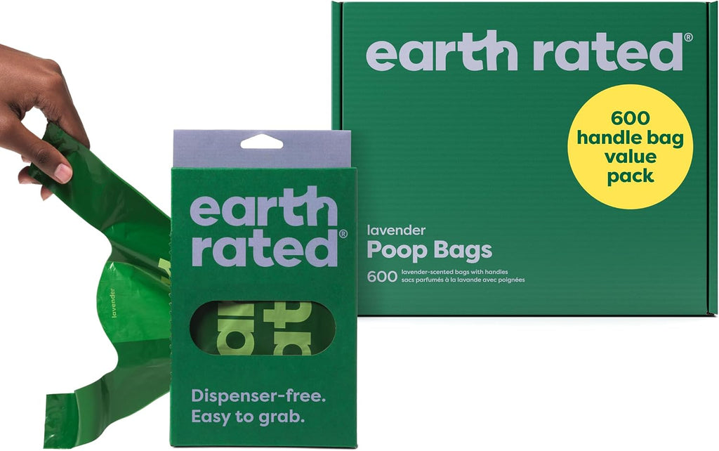 Earth Rated Dog Poop Bags for Dogs, 120 Easy Tie Handle Bags, Lavender