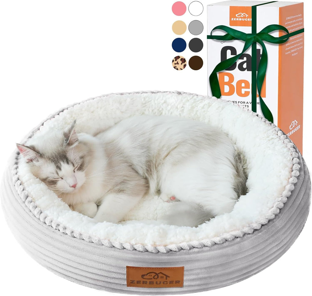 Zerbuger 20in Pink Round Dog Bed Sofa for Dogs Cats, Machine Washable