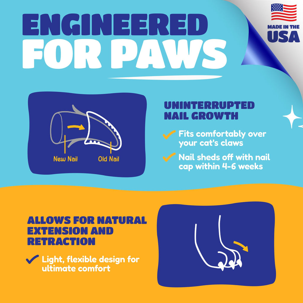 Soft Claws Nail Caps for Medium Cats, 40 Caps, Clear