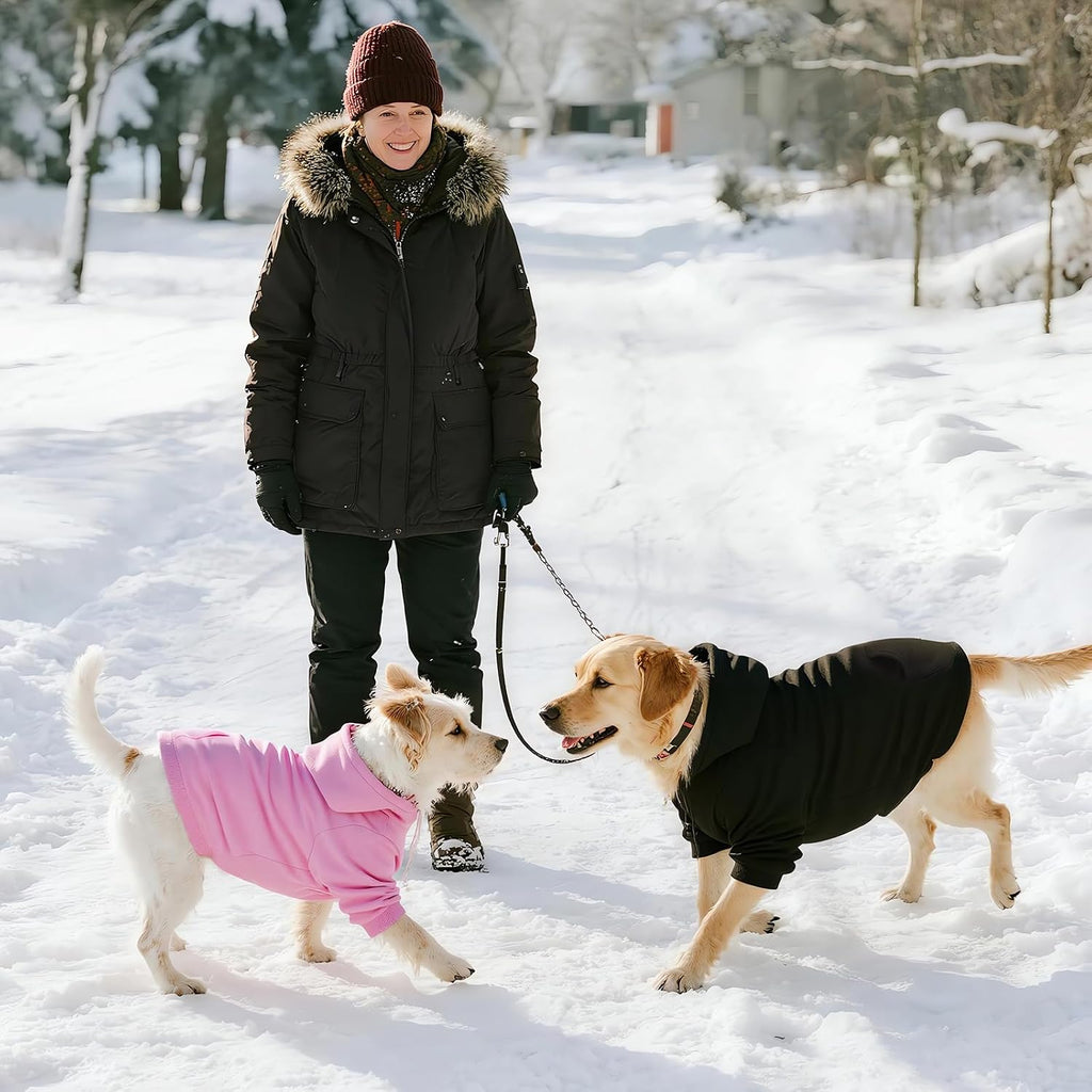 Dog Basic Hoodie Soft Dog Clothes Cold Weather Sweaters for Medium Large Dogs Cozy Fabric Warm Sweatshirt with Leash Hol