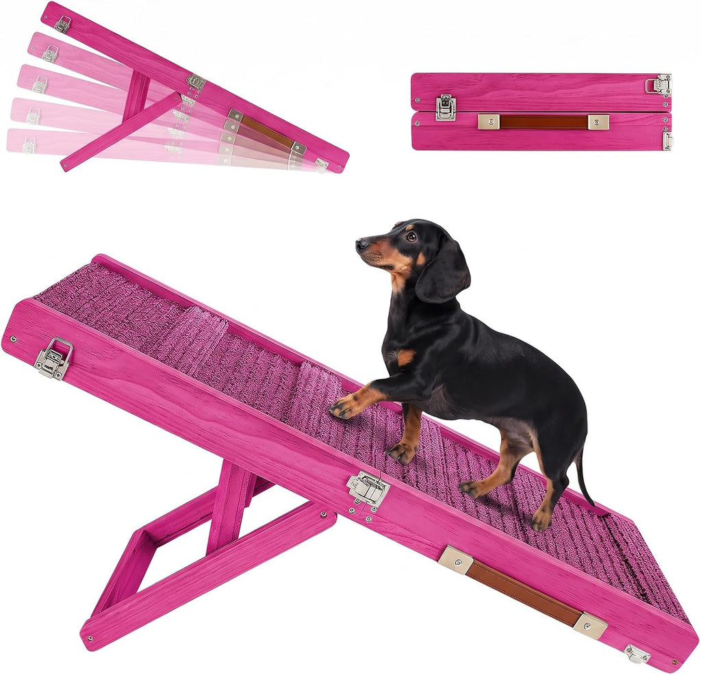 Pawaboo 2026 Upgraded Small Dog Ramp for Couch Foldable, 5 Ajustable Height