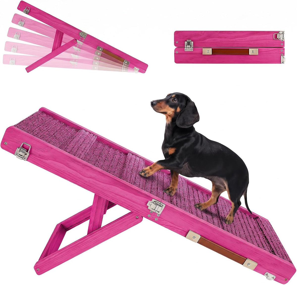 Pawaboo 2026 Upgraded Small Dog Ramp for Couch Foldable, 5 Ajustable Height