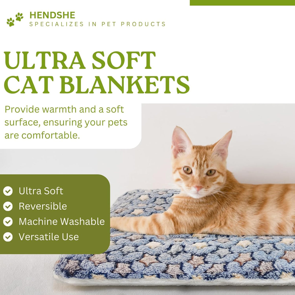 2 Pack Cat Blankets for Indoor Cats, Ultra Soft Reversible Mat, Fluffy Flannel Blanket for Small Dogs and Cats, Washable