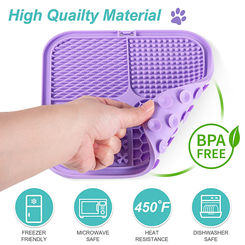 LUKITO Lick Mat for Dogs & Cats 2 Pack, Slow Feeder Licking Pad with Suction Cups for for Anxiety Relief and Boredom Reducer, Perfect for Bathing Grooming