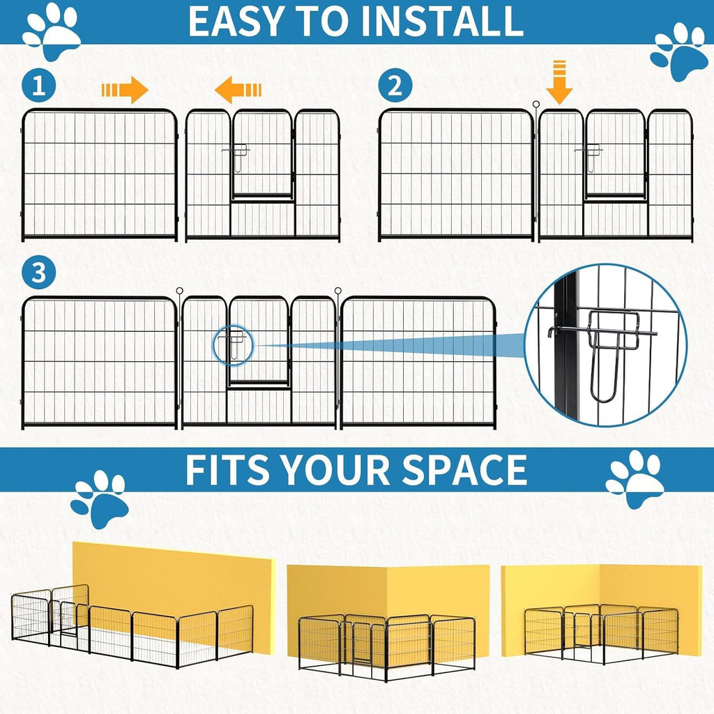 NEWBULIG Dog Playpen Indoor 8 Panels 40 Inch, Metal Outdoor Dog Fence Pen