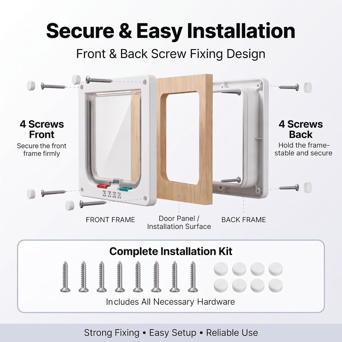 Cat Door 4 Way Lock Pet Flap for Interior Exterior Doors M