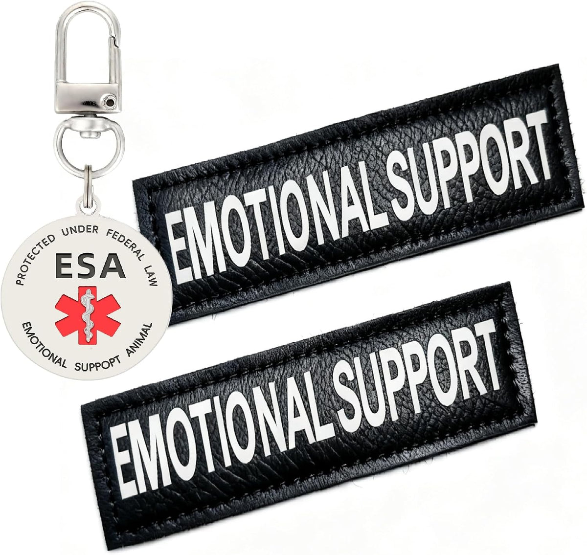 Red Emotional Support Patches & ID Tag Set for Collar Harness Vest