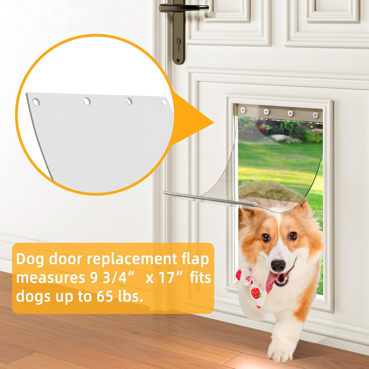 2-Pack Extra Large Transparent Dog Door Replacement Flaps Size 9 3/4" x 17"