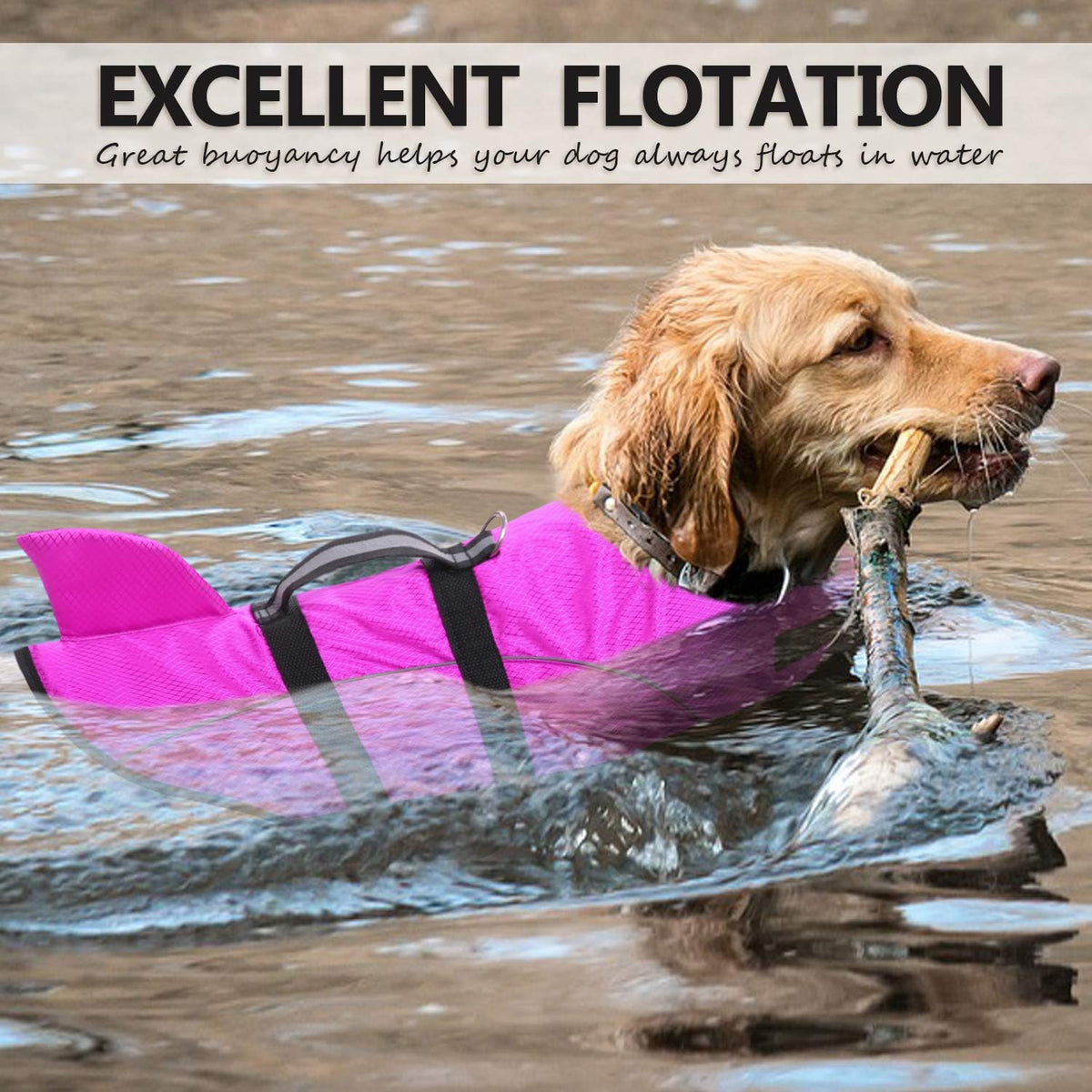 Ripstop Dog Life Jacket Shark Life Vest for Dogs, Safety Lifesaver with High Buoyancy and Lift Handle for Small and Medi