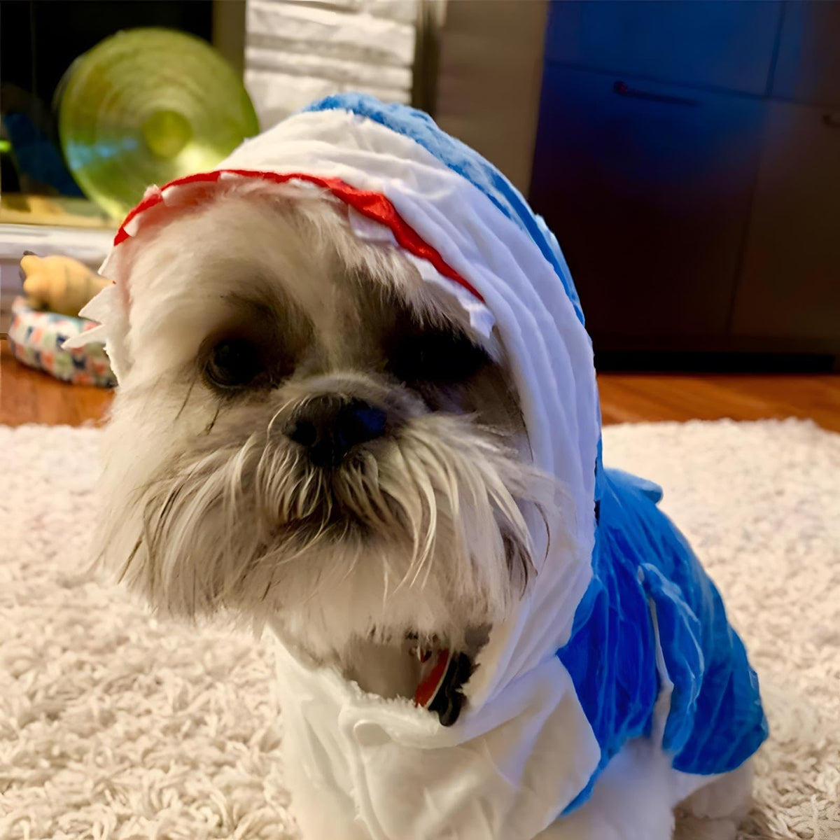 NACOCO Dog Shark Costume Cute Pet Clothes Halloween Holiday Coat Hoodie for Cats and Dogs (Blue, S)