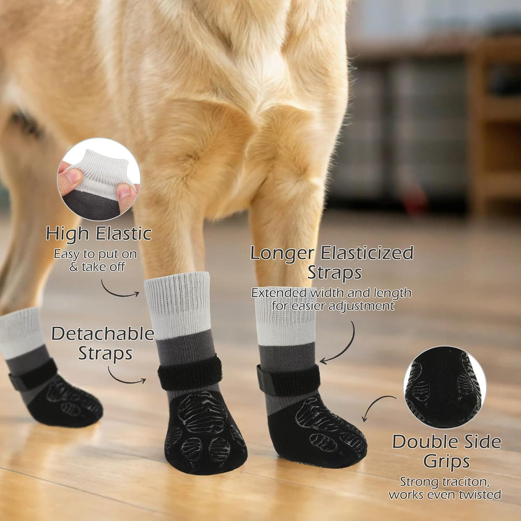 Anti Slip Dog Socks to Prevent Licking Paws with Grippers Black