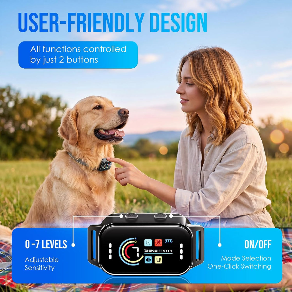 Dog Bark Collar 2 Pack, Auto Anti Barking Collar for Large Medium Small Dogs 11-120lbs, 7 Sensitivity Levels, 5 Safe Tra