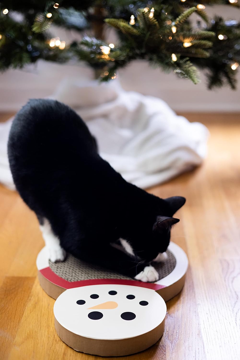 Pearhead Snowman Cat Scratching Pad, Reversible Christmas Cat Scratcher