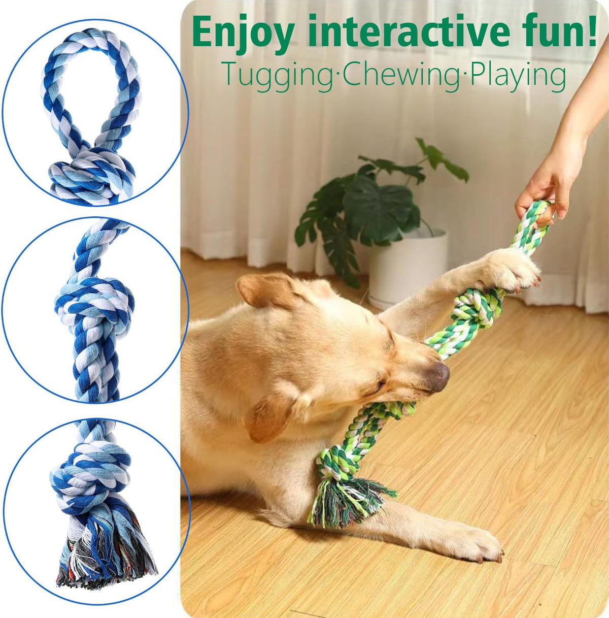 XIGOU Dog Rope Toys Indestructible Dog Toys, Dog Chew Toys for Aggressive Chewers, Tough Puppy Teething Chew Toys for Bo