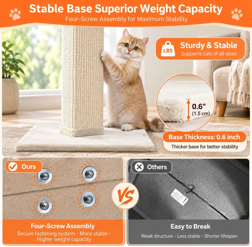 SOCATER Cat Scratching Post 33 Inch, Beige