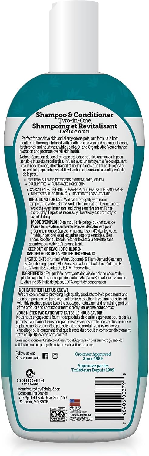 Espree Hypoallergenic Cat Shampoo & Conditioner, Sensitive Skin, 12oz