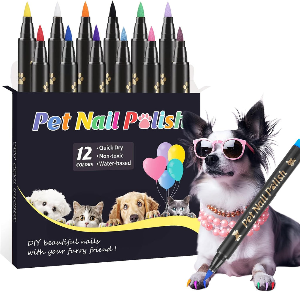 12 Colors Dog Nail Polish Pens Quick Dry to DIY Pretty Nails