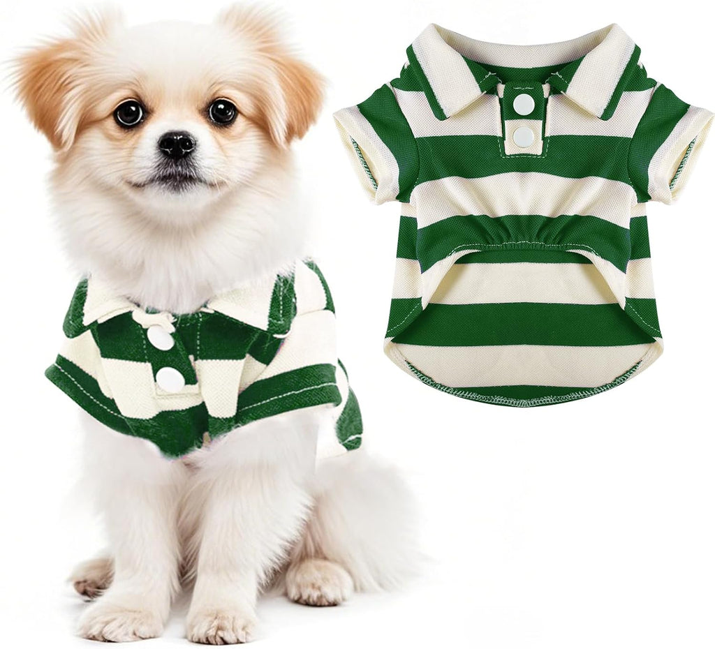 Pistha Dog Shirt Polo Shirt Striped Puppy Clothes for Boy Girl Pets