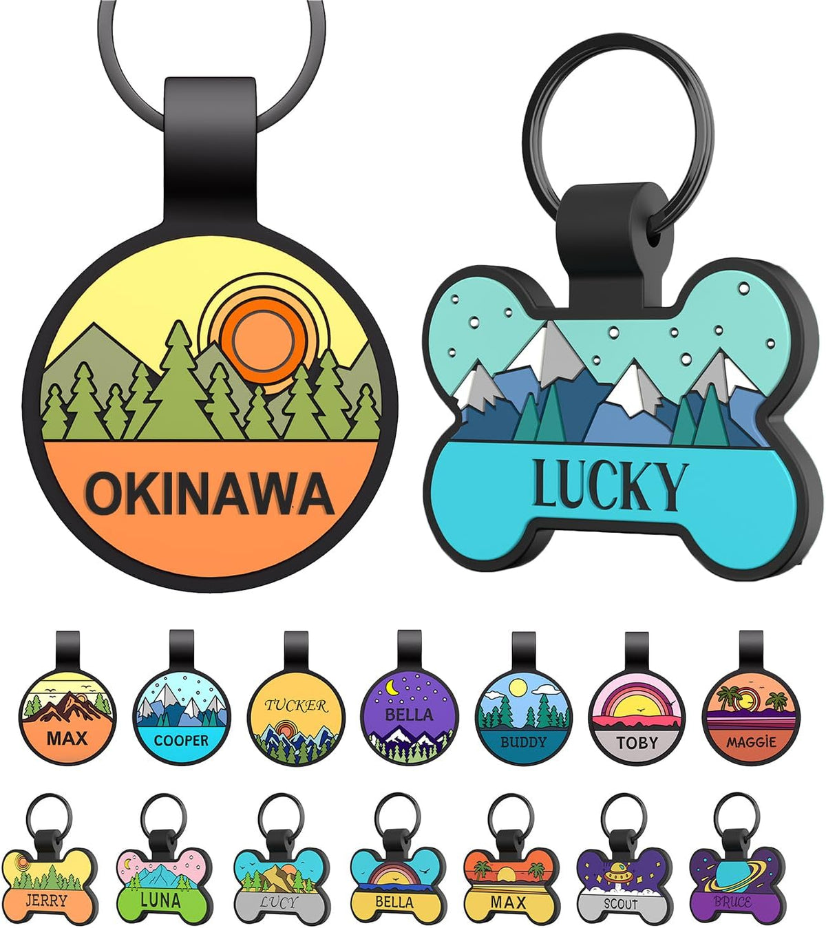 Silent Dog Tag, Personalized Engraved Silicone Pet ID Tag, Bone