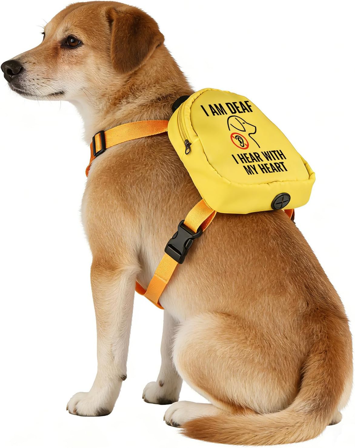 Pet Dog Cat Dog Backpack I Am Deaf I Hear with My Heart Dog Travel Bag Scarf Special Needs Dog (Hear with My Heart)