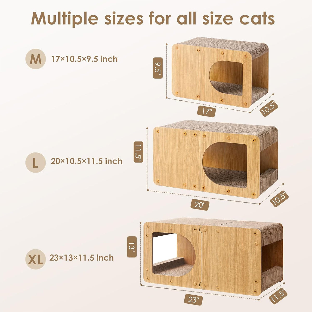 EHEYCIGA Cardboard Cat Scratcher House, 17-Inch Cat Scratch pad, Brown