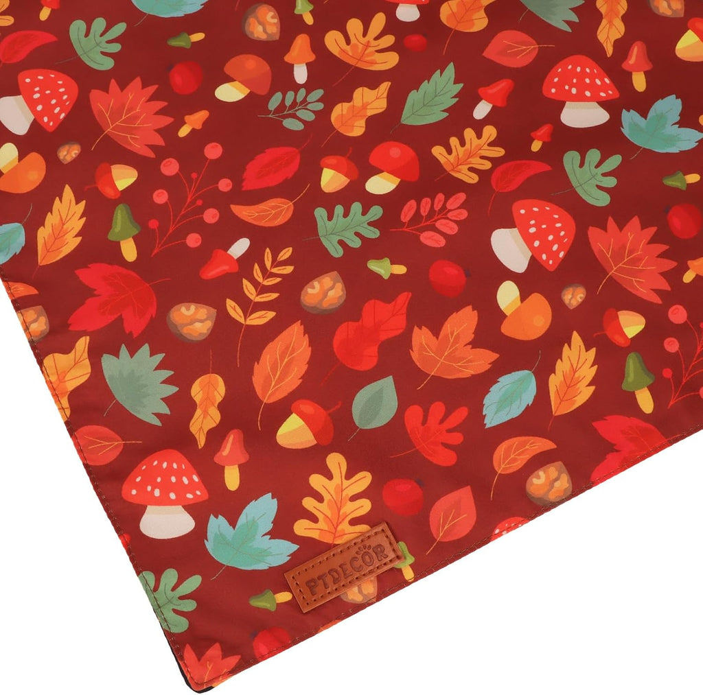 PTDECOR Fall Dog Bandanas, Pumpkin Leaf Print Thanksgiving Scarf, X-Large