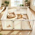 GIANTEX 12 Panel Dog Playpen, 32'' Plastic Pet Fence, Lockable Door, White