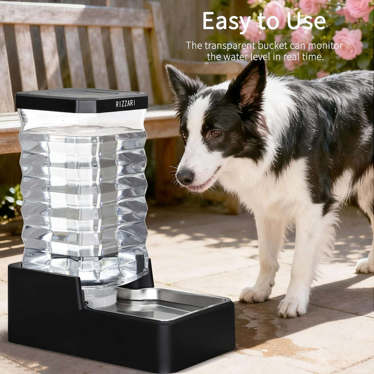 RIZZARI 2.64-Gallon Gravity Pet Water Dispenser:No Filter, No Electricity