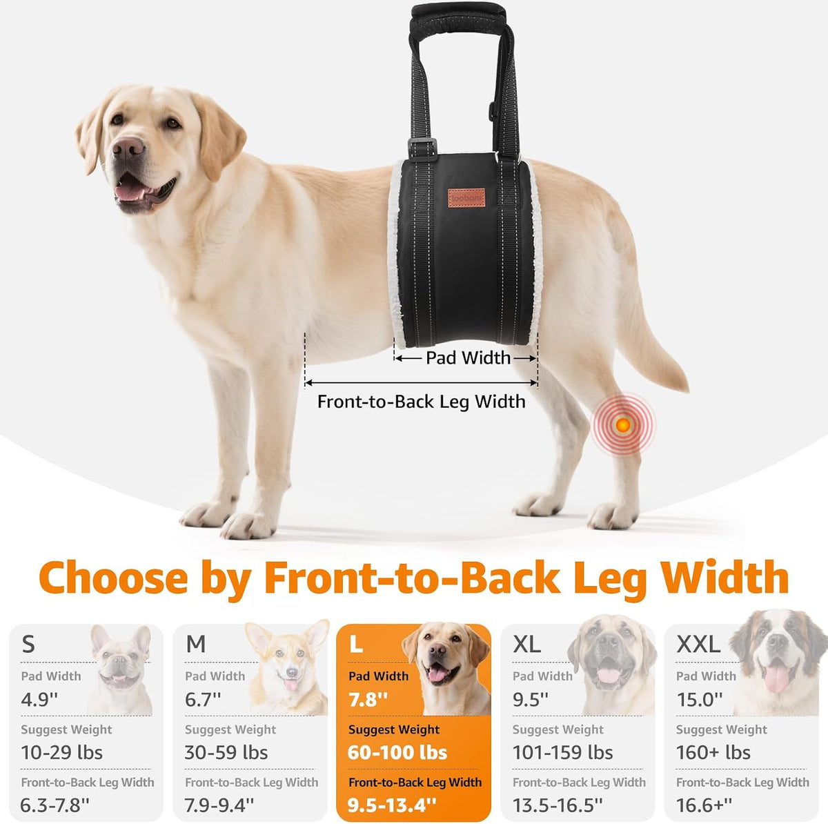 LOOBANI Adjustable Dog Sling for Large Dogs Hind Leg Support ACL Recovery