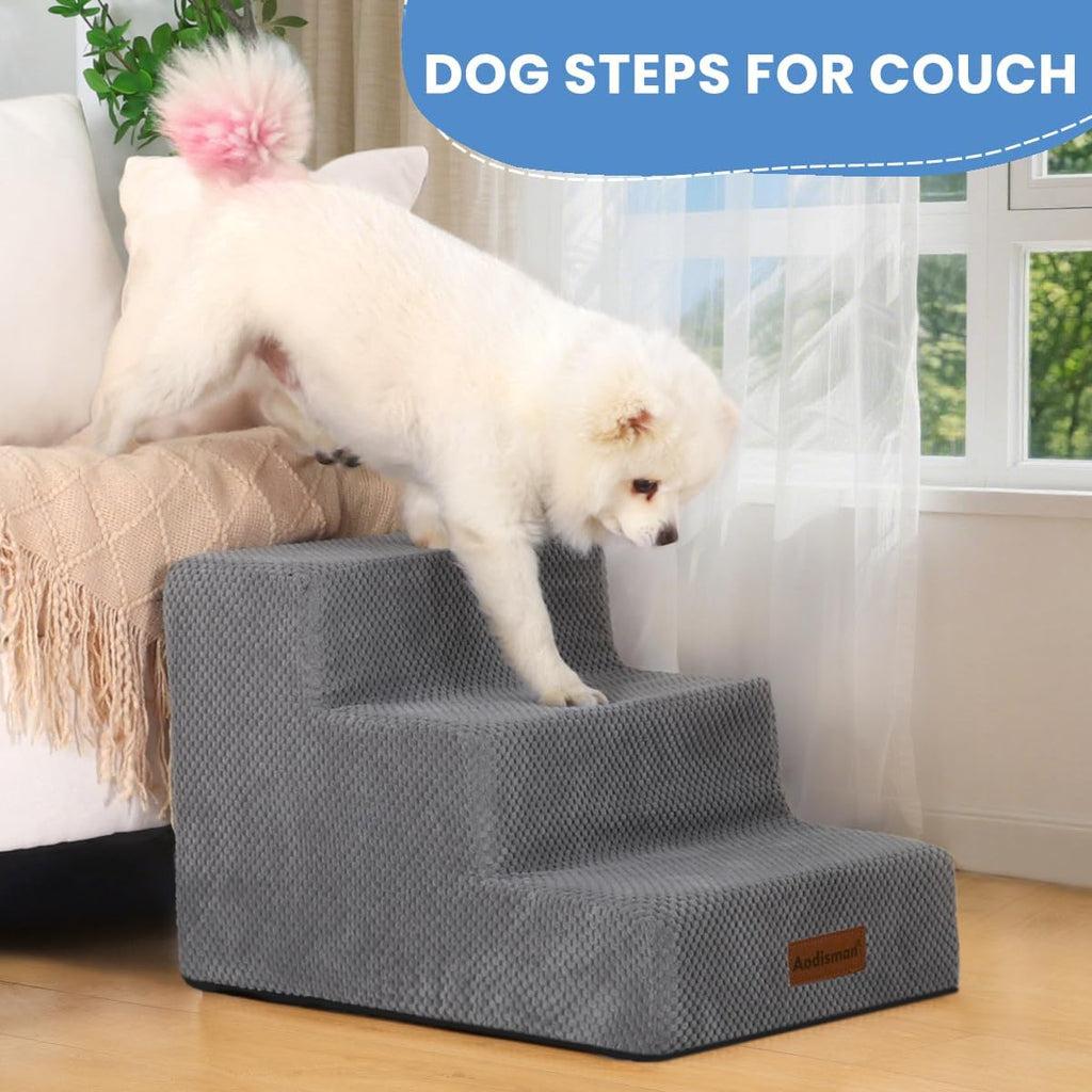 Dog Stairs for Small Dogs & Cats,3-Step Pet Steps for Couch & Bed