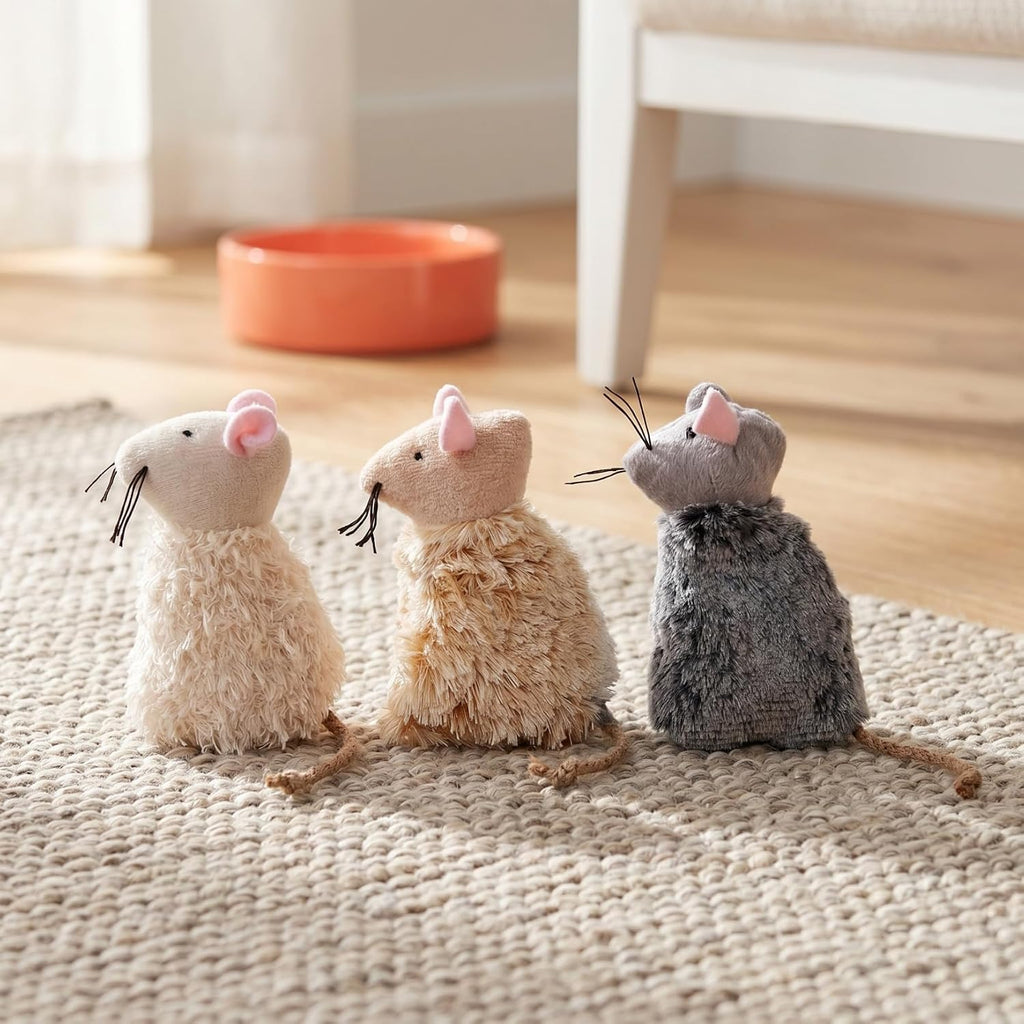 Ipetboom Refillable Catnip Toys for Cats - 3 Pack Interactive Cat Chew Toys for Indoor with Natural Long Fur and Jute Ta