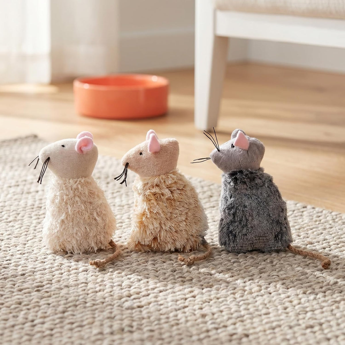 Ipetboom Refillable Catnip Toys for Cats - 3 Pack Interactive Cat Chew Toys for Indoor with Natural Long Fur and Jute Ta