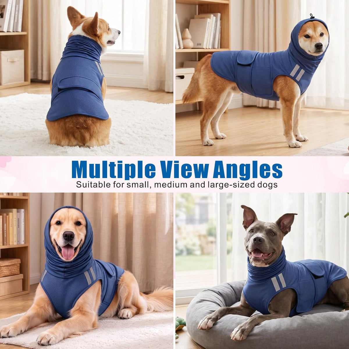 Idepet Dog Anxiety Vest with Hood, All-in-One Anxiety Relief Thunder Wrap for Dogs, Ideal for Thunderstorm, Fireworks, T