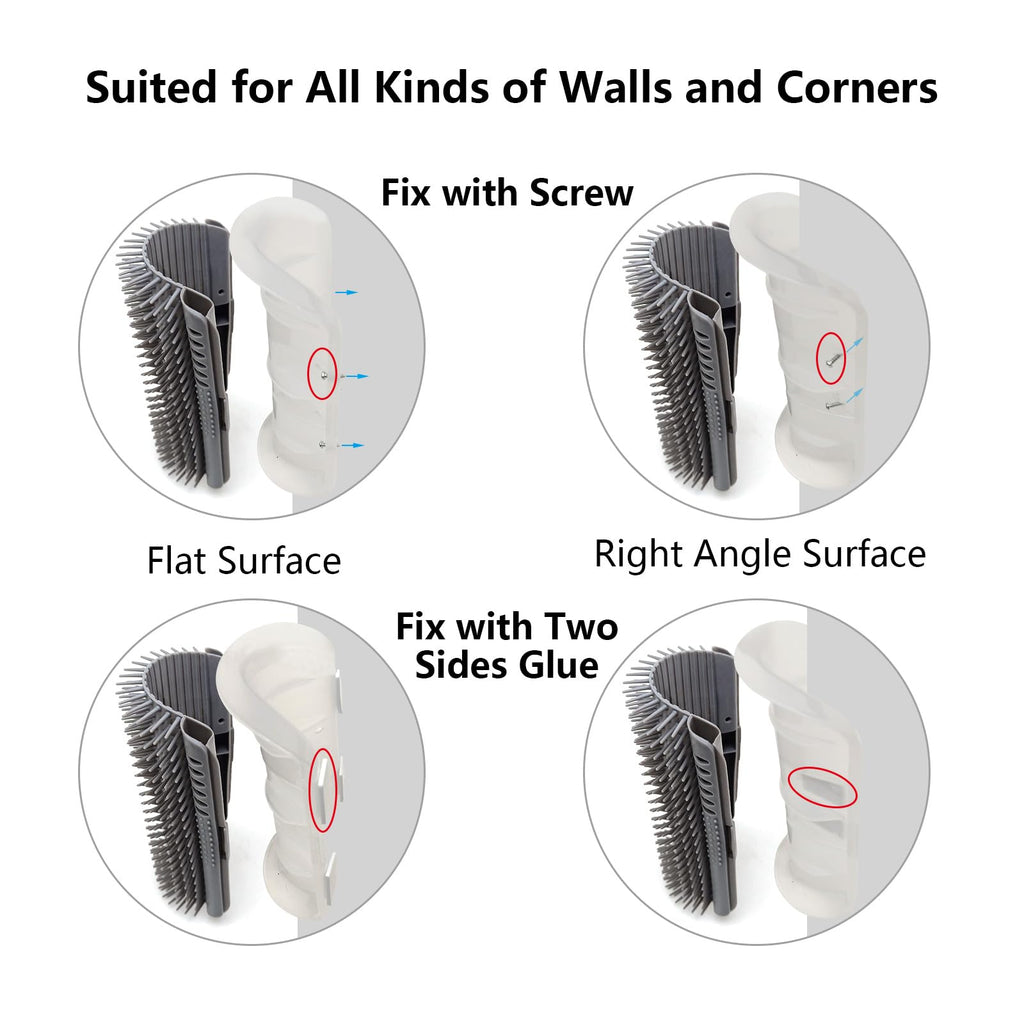 miwoowim 2PCS 6.1" Extended Cat Self Groomer, Wall Corner Massage Brush