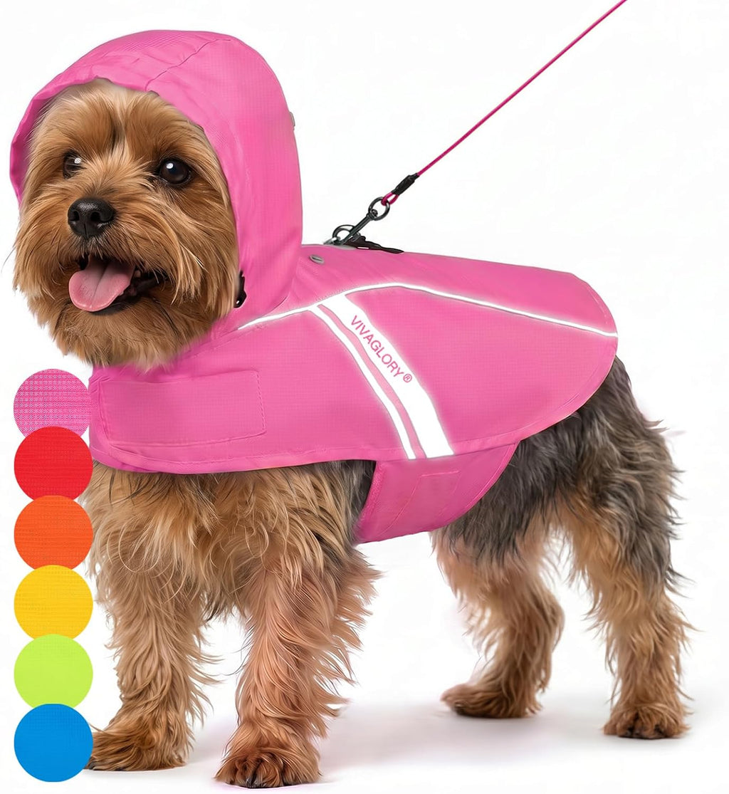 VIVAGLORY Dog Raincoat Wetoff Dog Rain Coat, S, Pink