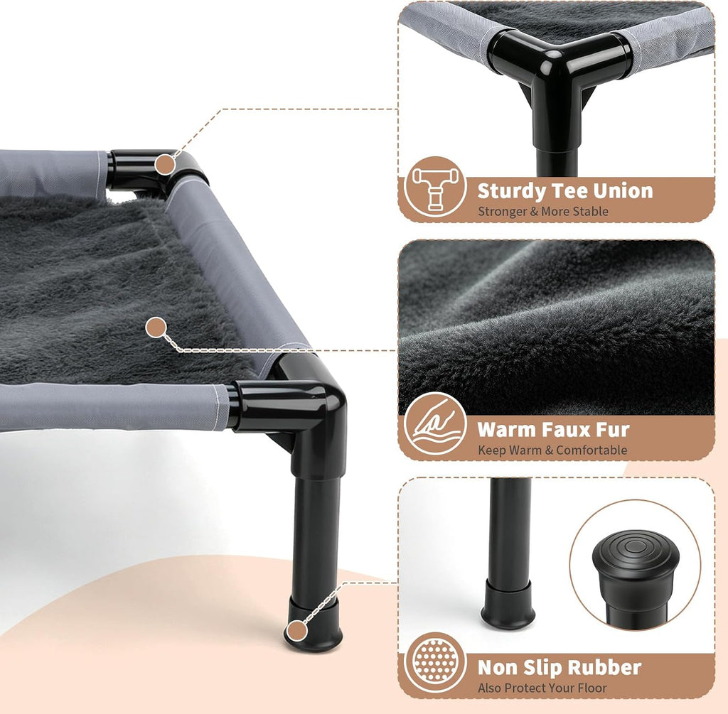 FHTONGE Elevated Cat Hammock Bed, Fur Cot for Large Cats Rabbits Small Dog