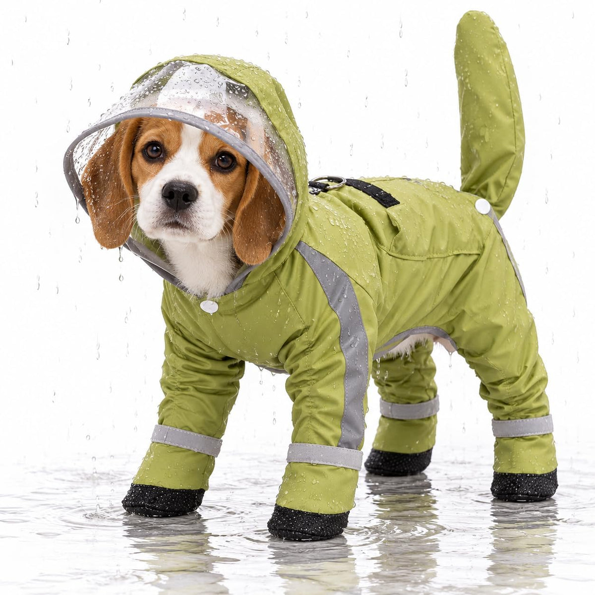 Rain Coat for Dogs - Waterproof Dog Raincoat with Harness Opening (Green,Medium)