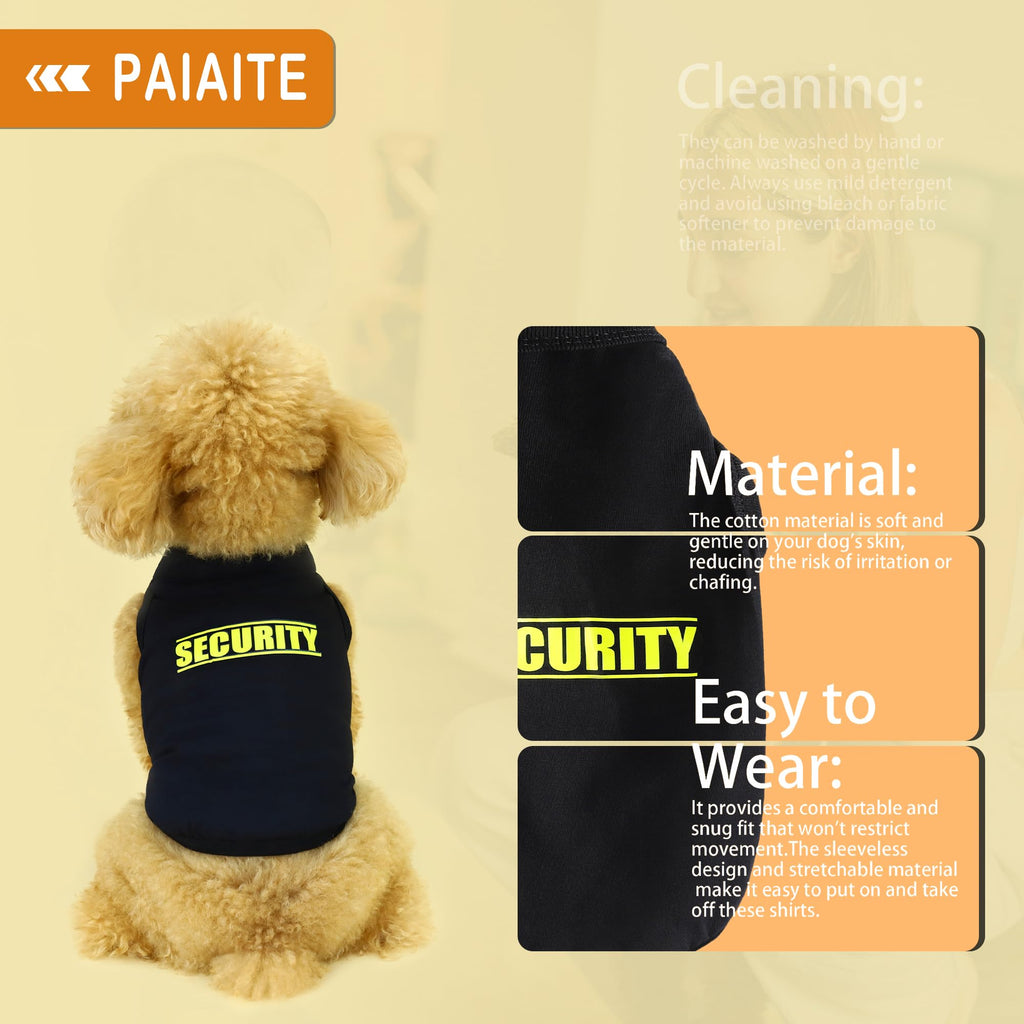 Discover Cozy Cotton Canine Wear: Soft, Lightweight, and Breathable Dog Shirt Vest with Eye-Catching Graphics(Security), Keeping Your Furry Friend Warm and Comfy! Black M