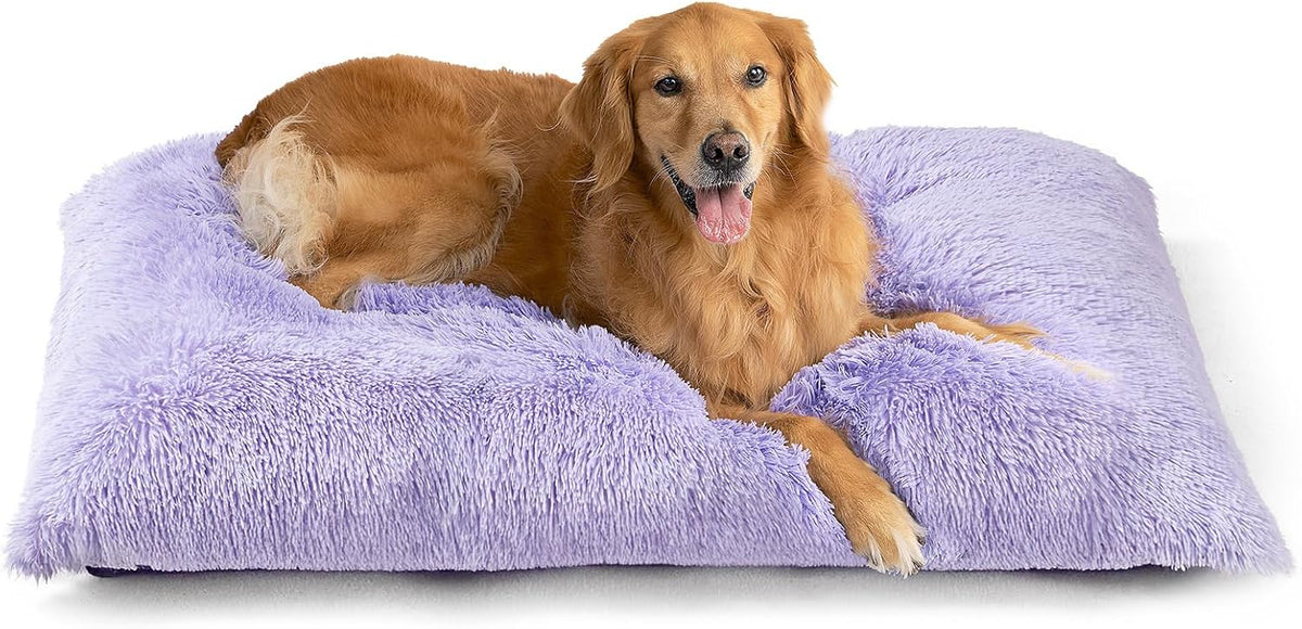 EHEYCIGA Fluffy Dog Crate Bed, Plush Extra Large Dog Pillow, Grey