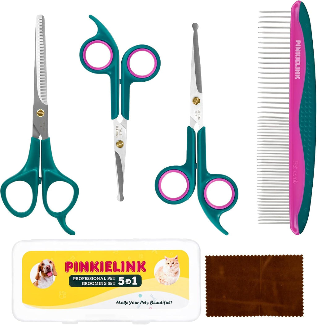 Professional Dog and Cat Grooming Scissors, Pet Grooming Shears, Sharp Stainless Steel Blade With Round Tips - Safety Fu