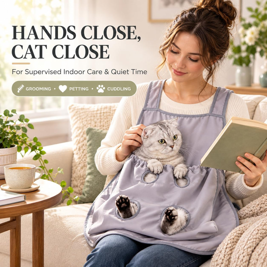 Cat Paw Bath Hammock Grooming Apron for Nail Trimming (B)